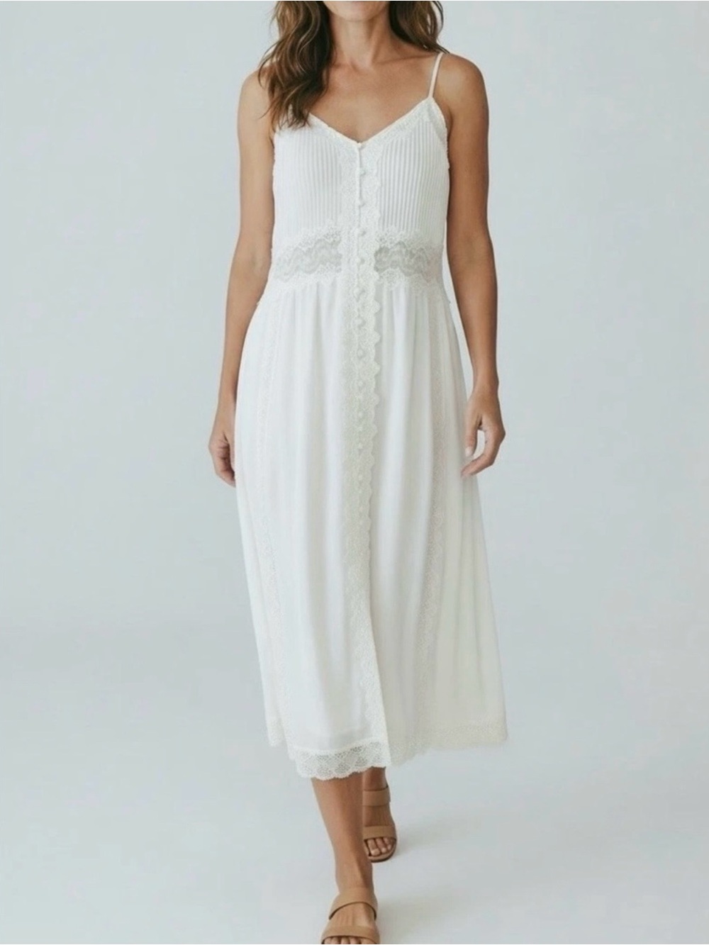 Caroline Constas Feminine Lace
Trim Midi Dress Size M Relaxed, flowy fit